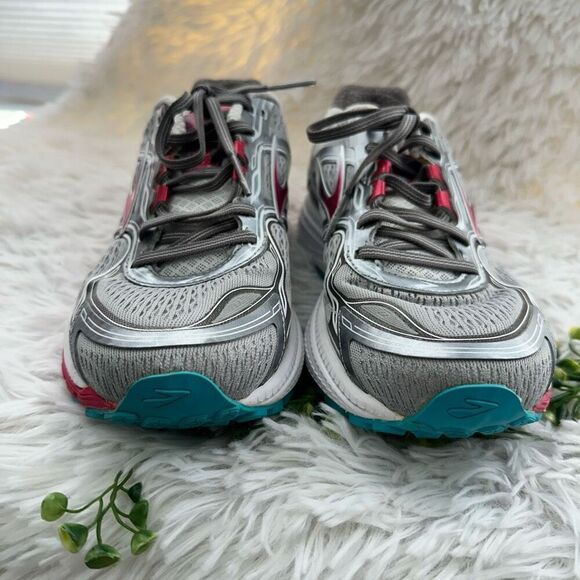 BROOKS Women’s Ghost 8 Gray Merallic Silver Pink Running Shoes sz 8.5 Wide - Picture 3 of 10